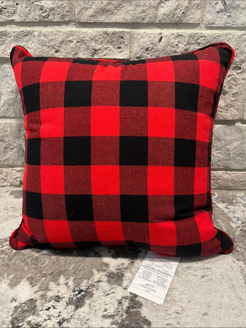 NEW Pier 1 Red and Black Buffalo Plaid Holiday Throw Pillow
